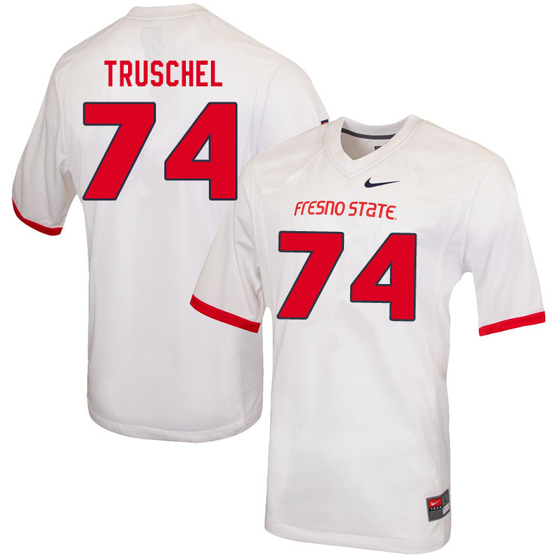 Men #74 Clive Truschel Fresno State Bulldogs College Football Jerseys Sale-White - Click Image to Close